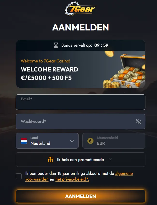 7Gear Casino aanmaken